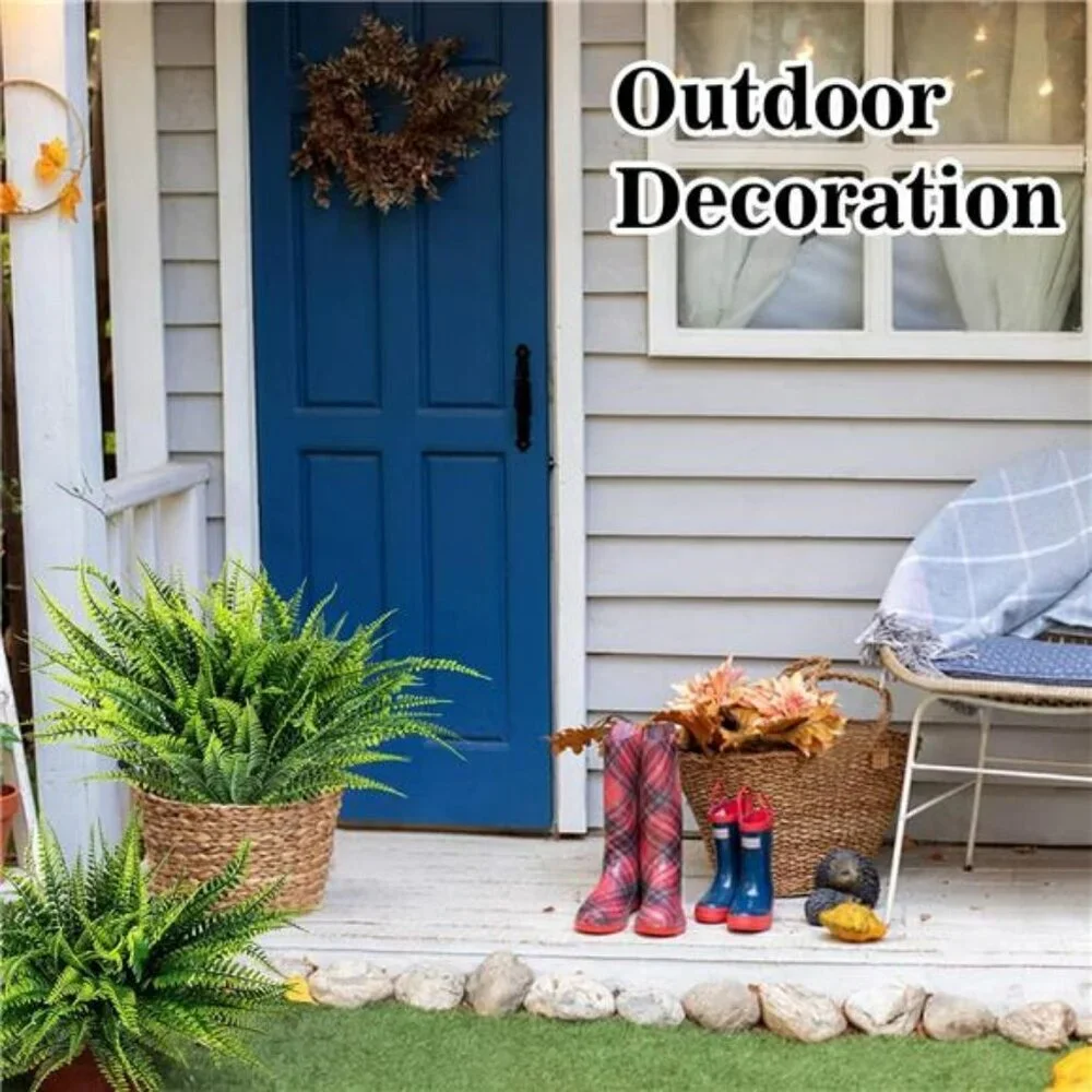 Artificial Fern Plants UV Resistant Outdoor Indoor Faux Greenery Decor Set of 10